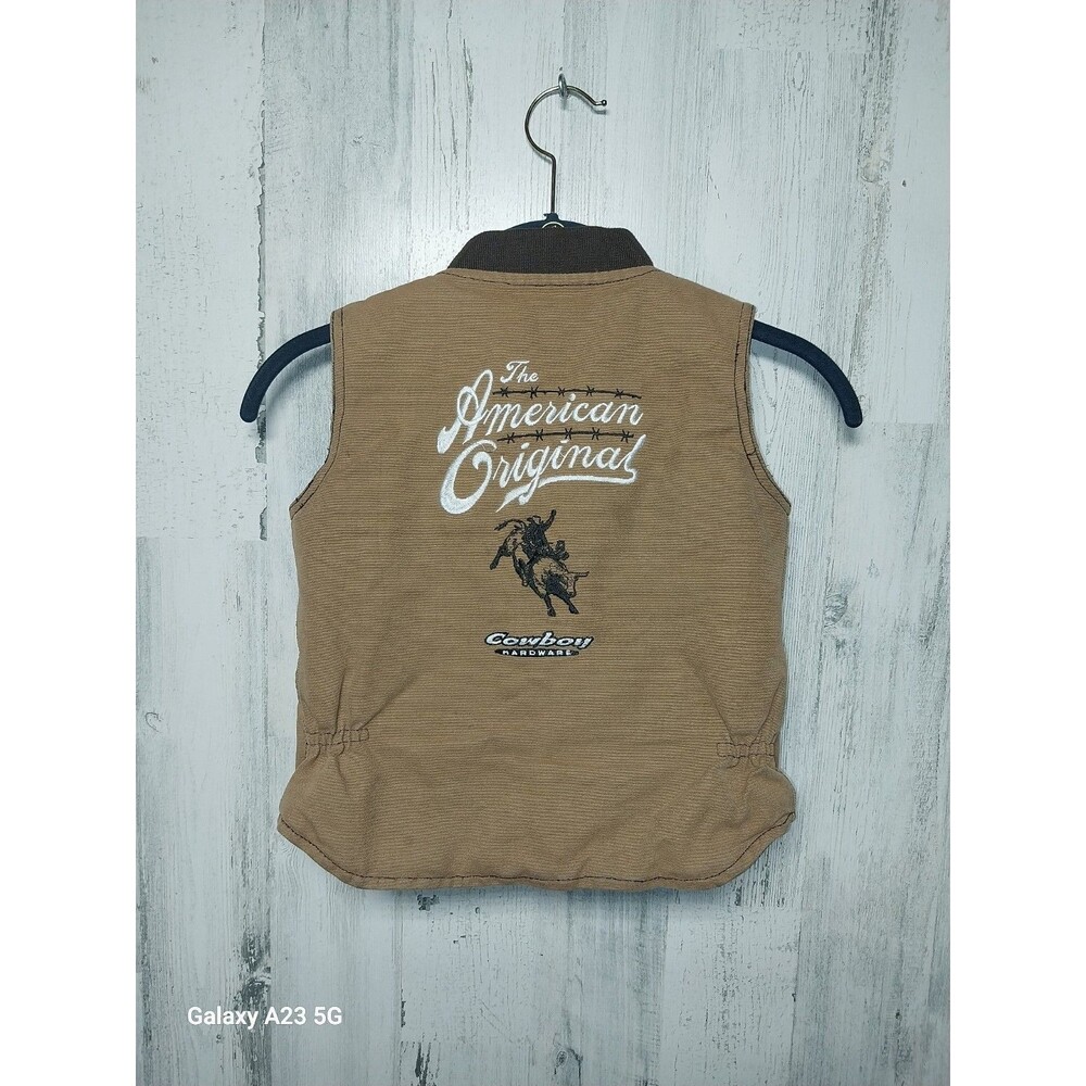 Cowboy Hardware Kids 4T Brown Canvas Vest Broken Zipper